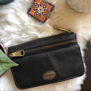 Fossil Explorer Black Leather Clutch Wallet